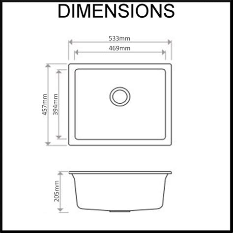 Tools for measuring kitchen sink. Carysil Salsa Granite Kitchen Sink - 533 x 457mm Single Bowl