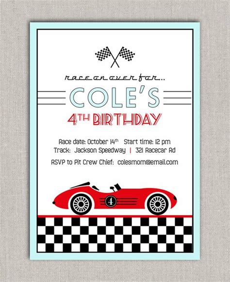 Race Car Birthday Invitation Template Free Web This Listing Contains