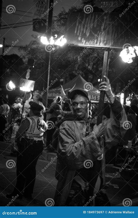 Flambeaux Carriers March In The Orpheus Parade Editorial Photography