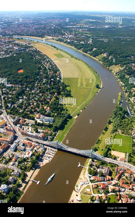 Aerial View So Called Blaues Wunder New Elbe Bridge Unesco World