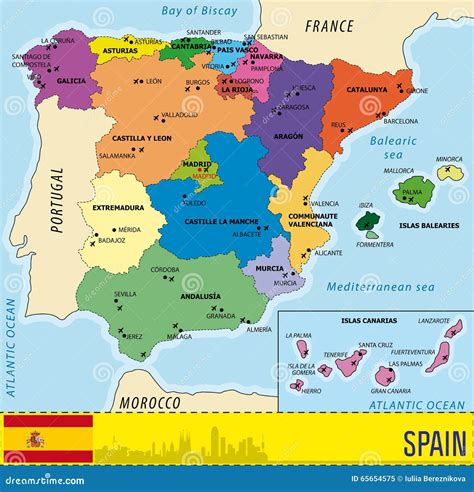 Cartina Spagna Divisa In Regioni Mappa Politica Della Spagna Con Le