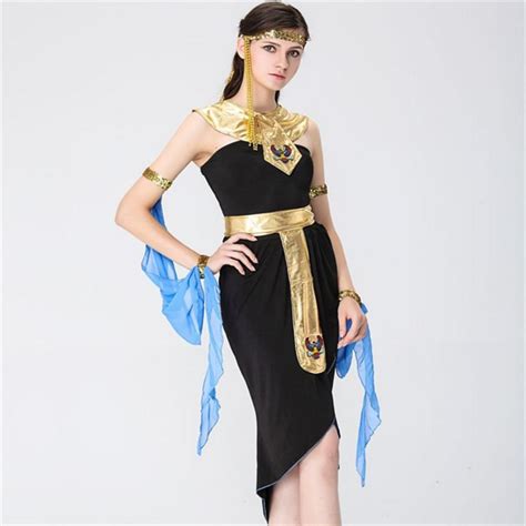 High Quality Black Cleopatra Cosplay Masquerade Dress Athena Goddess Egyptian Queen Clothing