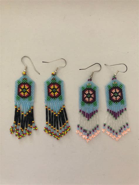 Native American Peyote Stitch Earings Native American Beaded Etsy New