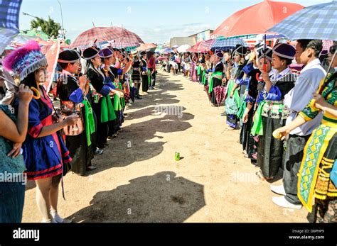 PHONSAVAN, Laos - Ball games at the New Year celebration in Stock Photo ...