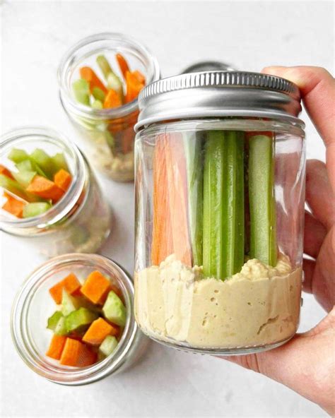 Hummus And Vegetable Stick Snack Jars Nourish And Tempt