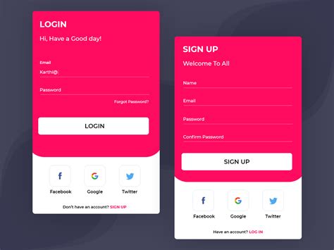 Mobile App Design For Login And Signup Screens By Karthikeyan