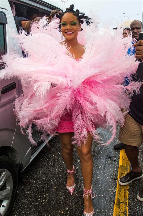 Rihanna In A Pink Dress Arrives At The Annual Crop Over Festival In