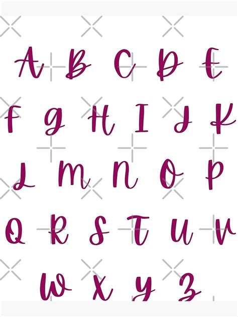 Cute Purple Aesthetic Alphabet Abcdefghijklmnopqrstuvwxyz Art Print