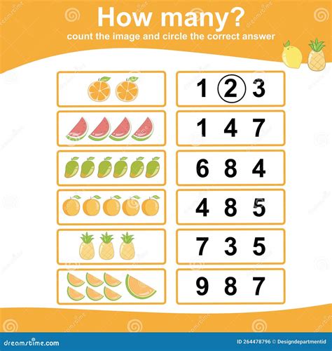 Count And Circle The Correct Number Basic Math Worksheet For Kids With