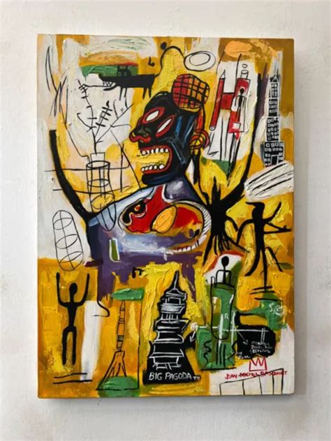 Jean Michel Basquiat Handmade Acrylic Painting On Canvas Signed