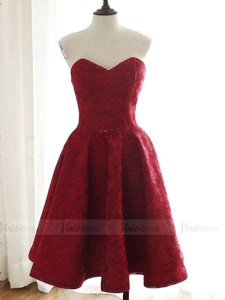 Strapless Burgundy Lace Homecoming Dresses Short Cocketail Dress Sd1217 Red Dress Short Dark