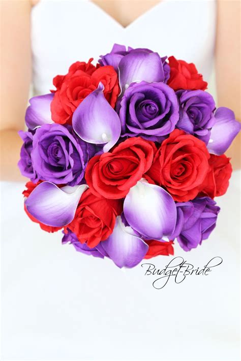 Red And Purple Wedding Flowers Made With Purple Tipped Calla Lilies