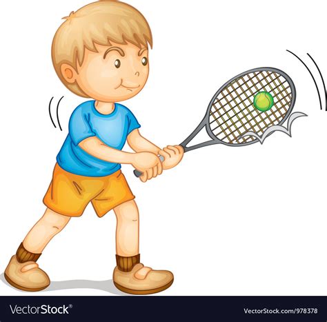 A Boy Playing Tennis Royalty Free Vector Image