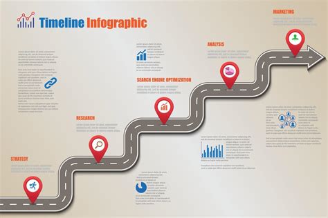 Business Roadmap Timeline Infographic Template With Pointers Designed