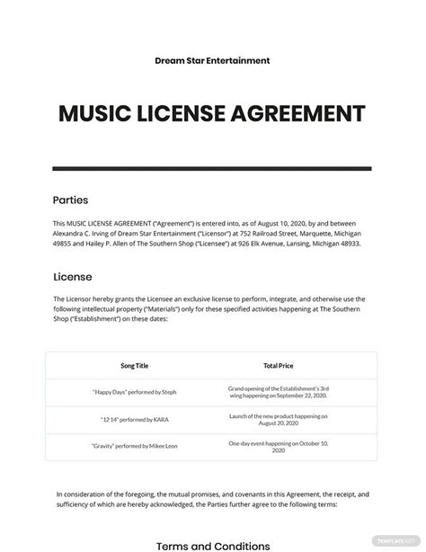 Music License Template