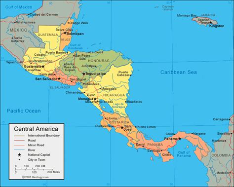 Orta Amerika Haritası Coğrafya Haritaları