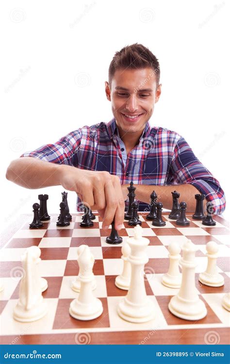 Young Casual Man Playing Chess Stock Image Image 26398895
