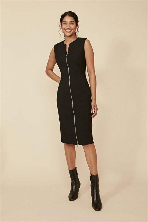 Dresses Premium Zip Front Sleeveless Pencil Dress Oasis