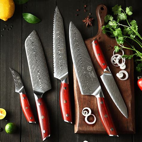 5pc Japanese Damascus Steel Kitchen Knife Set Knifewarehouse