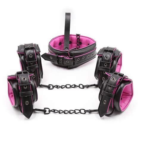 products sex shop 3 pcs set leather adult sex toy handcuffs shackle collar sexy sex toys bdsm