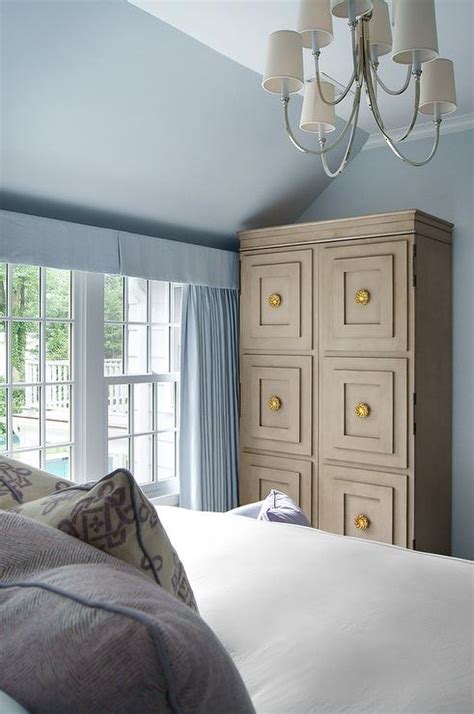 Blue Bedroom With Beige Armoire Cabinet Transitional Bedroom