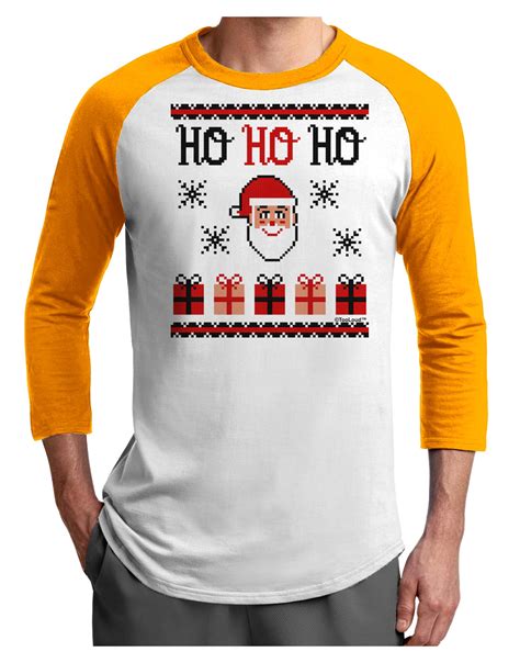 Ho Ho Ho Ugly Christmas Sweater Adult Raglan Shirt Davson Sales