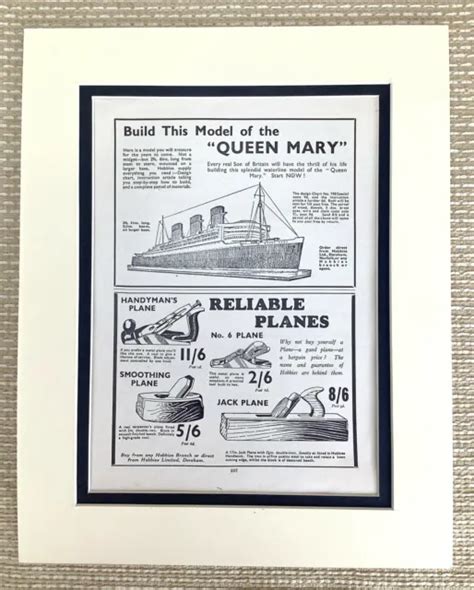 1937 Print Model Ship Rms Queen Mary Ocean Liner Art Deco Old 1930s Typography 3974 Picclick