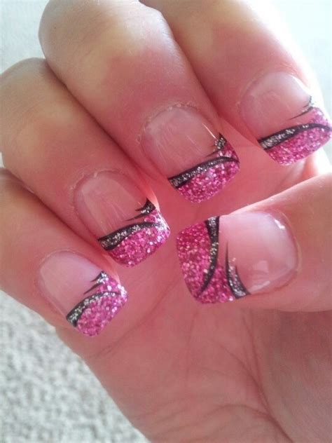 Glitter French Tip With Nail Art 62 Fabulous French Tip Designs