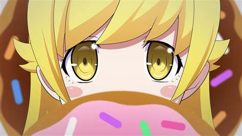 Download Blush Blonde Yellow Eyes Doughnut Bakemonogatari Shinobu