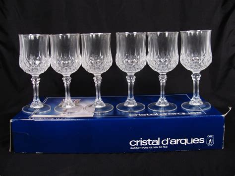Arc Cristal D Arques Set Of 6 Long Champ 24 Lead Crystal Wine Glasses France