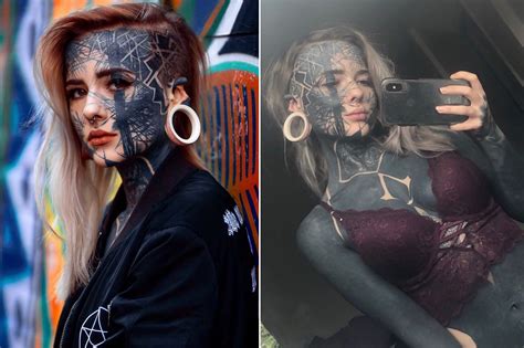 woman covers 90 of body in tattoos to be daddy s girl