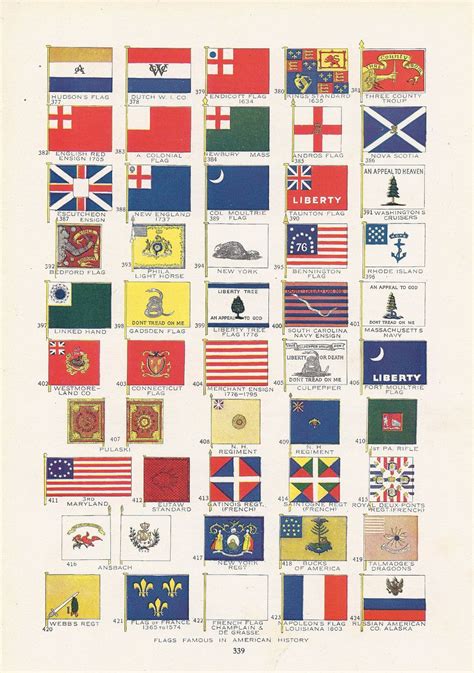 Flag Print Patriotic Flags Famous In American History Vintage