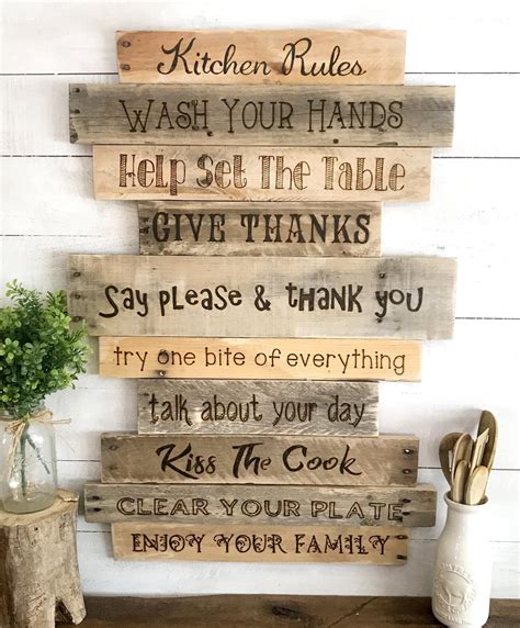 Kitchen Rules Signrustic Country Farmhouse Wood Wall Decor Kitchen