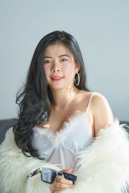 Premium Photo Beautiful Sexy Asian Woman In White Dress Happily