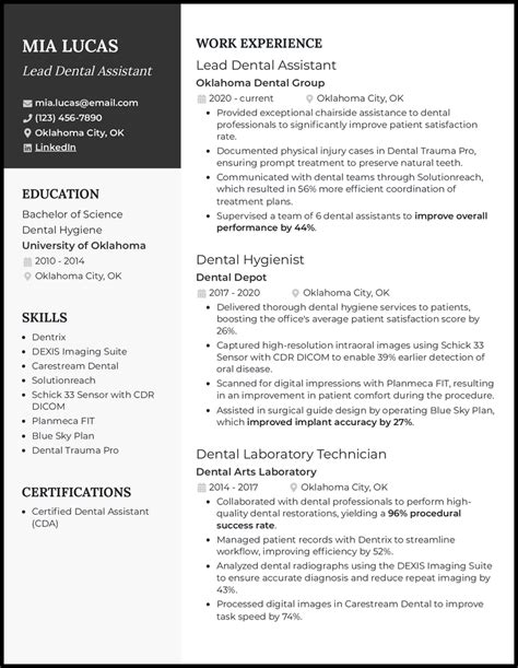 Dental Assistant Resume Examples That Work In