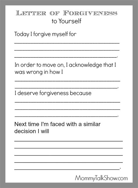 Forgiveness In Recovery Worksheet