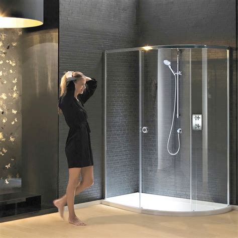Matki New Radiance Curved Offset Shower Enclosure And Slimline Tray Bathrooms Direct Yorkshire