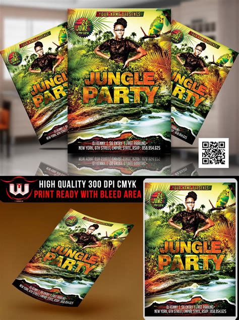 Jungle party flyer jungle party invitation jungle birthday ...