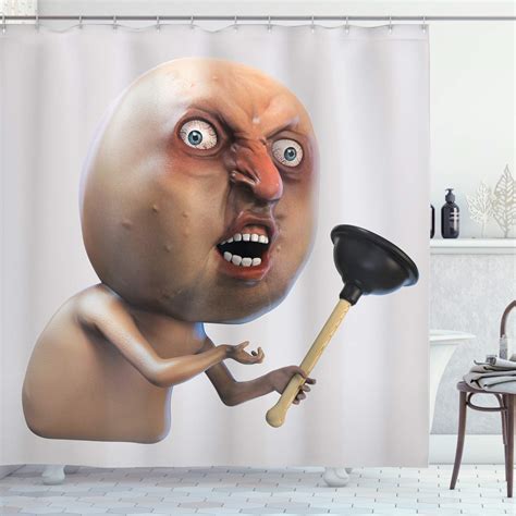 Ambesonne Humor Shower Curtain Why You No With Plunger Guy Meme With