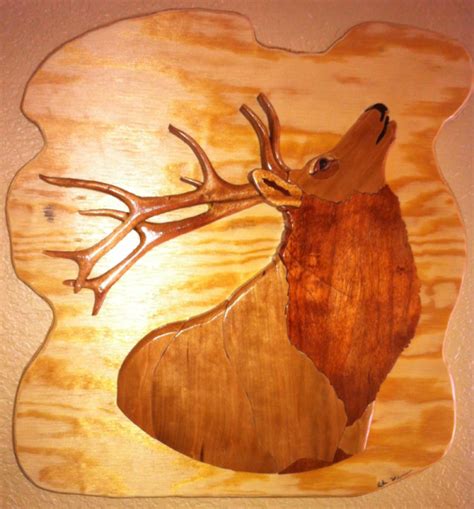 Intarsia Elk Hanging Wood Wall Art Aftcra