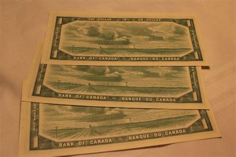 Cdn One Dollar Bills 3 1954 Asterisk Sequenced Au