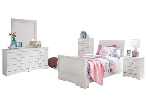 Ashley Anarasia 5pc Twin Sleigh Bedroom Set With Chest In White Very