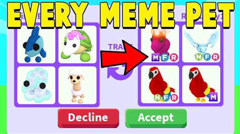 Trading Every New Meme Pet In Adopt Me Youtube
