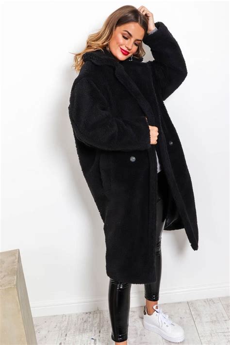 Cosy On Up Teddy Coat In Black Coat Outfit Casual Black Teddy Bear Coat Teenage Fashion