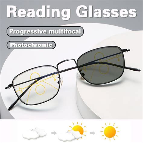 4 In 1 Reading Glasses Progressive Multi Focus Photochromic Anti Blue Light Women Men Ladies