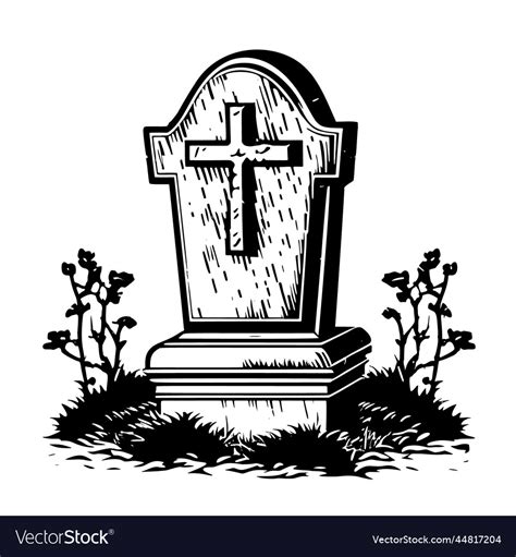 Cross Tombstone Drawing