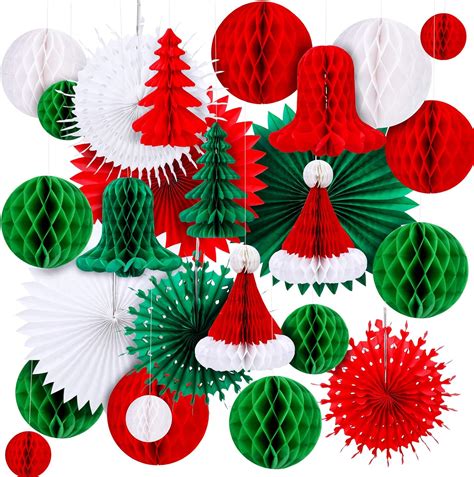 Konsait Christmas Party Decoration Set Hanging Paper Honeycomb