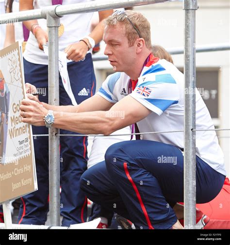 Cyclist Sir Chris Hoy C Signs Autographs During The Olympic And