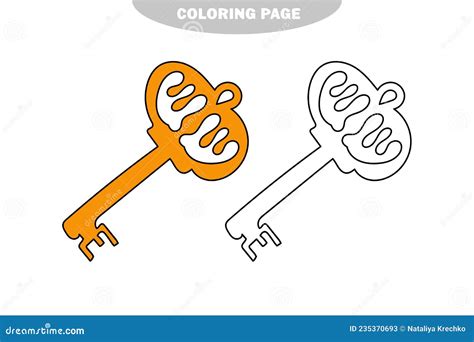 Simple Coloring Page Vintage Key Black And White Image For Coloring