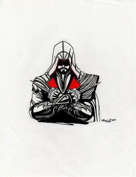 Drawing Ezio Auditore Sketch From Assassins Creed Brother By The